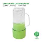 Caneca Mini Liquidificador Portátil C/ 6 Lâminas 420ml Verde