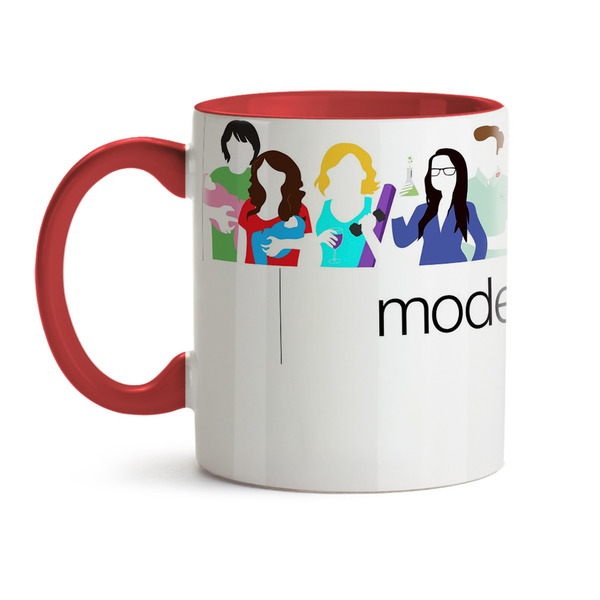 Caneca Modern Family Logo Minimalista Interior E Alça Vermelho