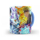 Caneca Naruto E Sasuke Fight Interior E Alça Azul Claro