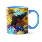 Caneca Naruto E Sasuke Fight Interior E Alça Azul Claro