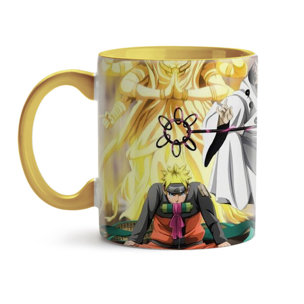 Caneca Naruto Hokage Interior E Alça Amarelo