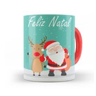 Caneca Natal - Papai Noel E Rena Desenho 02 - Interior E Alça