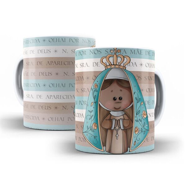 Caneca Nossa Senhora Aparecida Cerâmica 325ml Aa