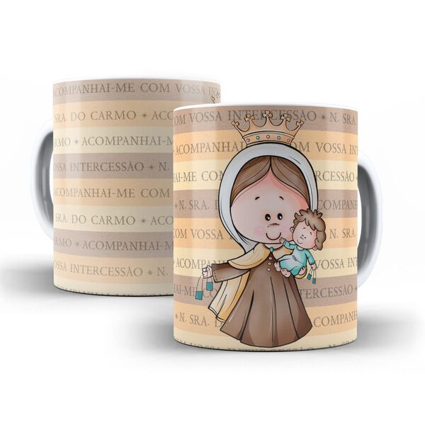 Caneca Nossa Senhora Do Carmo Cerâmica 325ml Aa