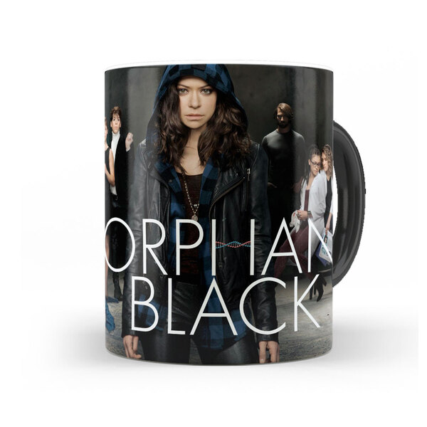 Caneca Orphan Black Personagens Interior E Alça Preta