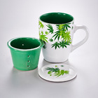 Caneca Para Chá Em Porcelana Com Infusor 330 Ml Hortelã 1146
