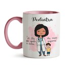 Caneca Pediatra Rosa Cabelo:preto Cacheado