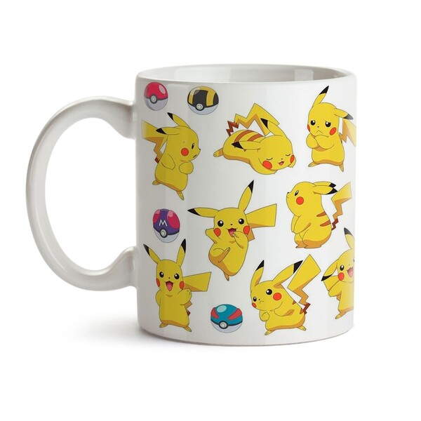 Caneca Pikachu Figurinhas Pokémon Interior E Alça Branca