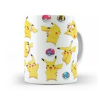 Caneca Pikachu Figurinhas Pokémon Interior E Alça Branca