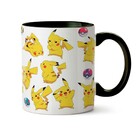Caneca Pikachu Figurinhas Pokémon Interior E Alça Preta