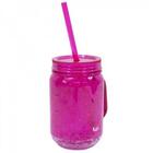 Caneca Pink Com Tampa Canudo Gel Isolante