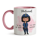 Caneca Policial Feminina Rosa Cabelo:preto Cacheado
