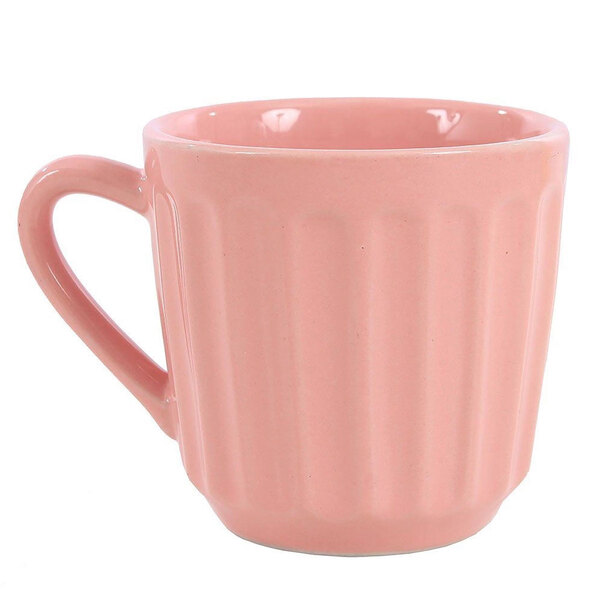 Caneca Porcelana Canelada Redonda 7,5cm Baixa 150ml Rosa