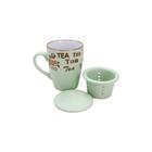 Caneca Porcelana Com Infusor Bon Gourmet Vintage Letters 350m