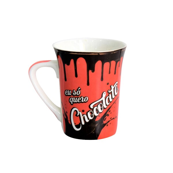 Caneca Porcelana Eu Só Quero Chocolate 340mls Na Caixinha