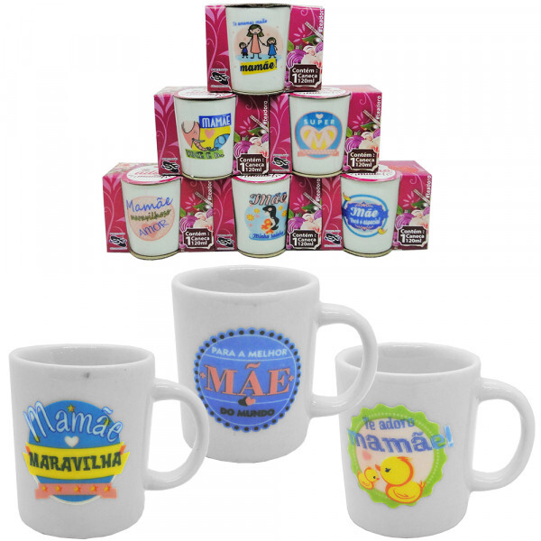 Caneca Porcelana Temática Querida Mãe Estampas Variadas