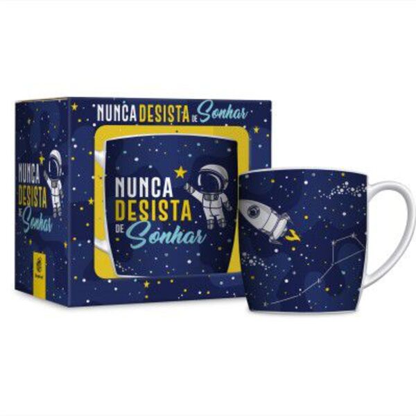 Caneca Porcelana Urban 360ml Na Caixa - Astronauta - Nunca De