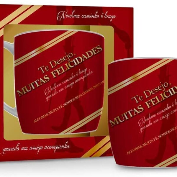 Caneca Porcelana Urban 360ml - Te Desejo Felicidades