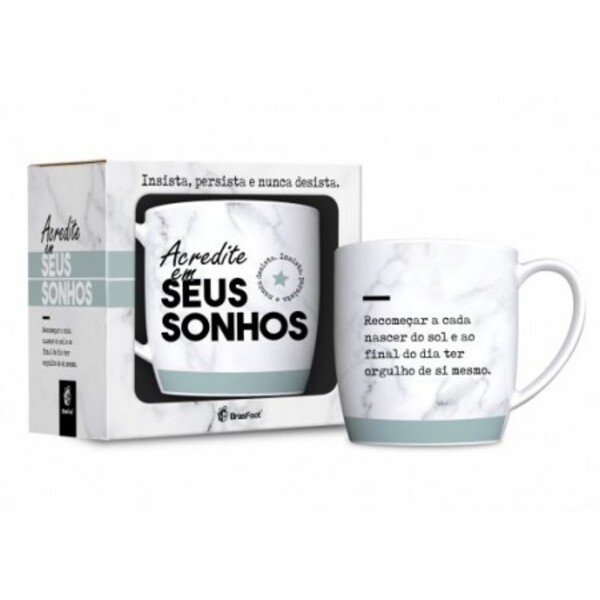 Caneca Porcelana Urban Acredite Em Seus Sonhos 360ml Brasfoot