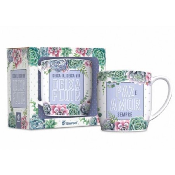 Caneca Porcelana Urban Deixa Ir, Deixa Vir, Deixa Fluir 360ml