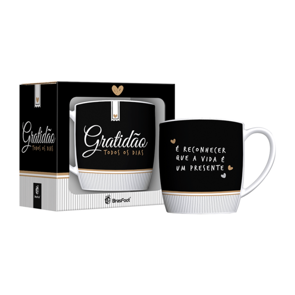 Caneca Porcelana Urban Gratidão Todos Os Dias 360ml Brasfoot