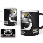 Caneca Power Ranger Preto 3d Cerâmina 325ml Branca Xicara