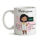Caneca Professora Feminina Branca Cabelo:preto Cacheado