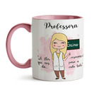 Caneca Professora Feminina Rosa Cabelo:loiro Liso