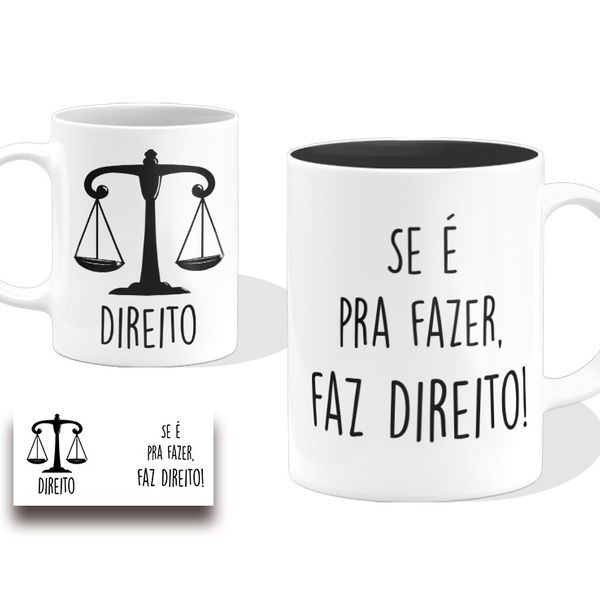 Caneca Profissão Direito Presente Branca 325ml Cerâmina