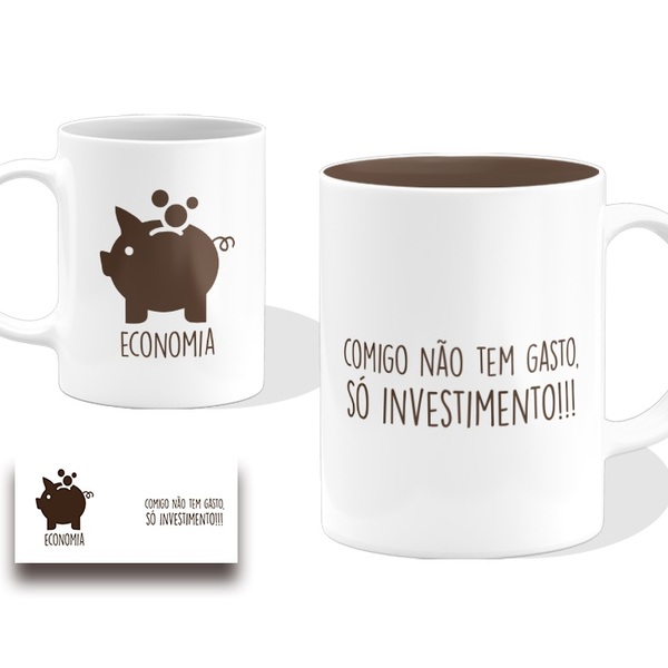 Caneca Profissão Economia Presente Branca 325ml Cerâmina