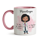 Caneca Psicóloga Feminina Rosa Cabelo:preto Cacheado