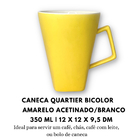 Caneca Quartier Quadrada Cônica Cerâmica 350 Ml Amarelo/branco