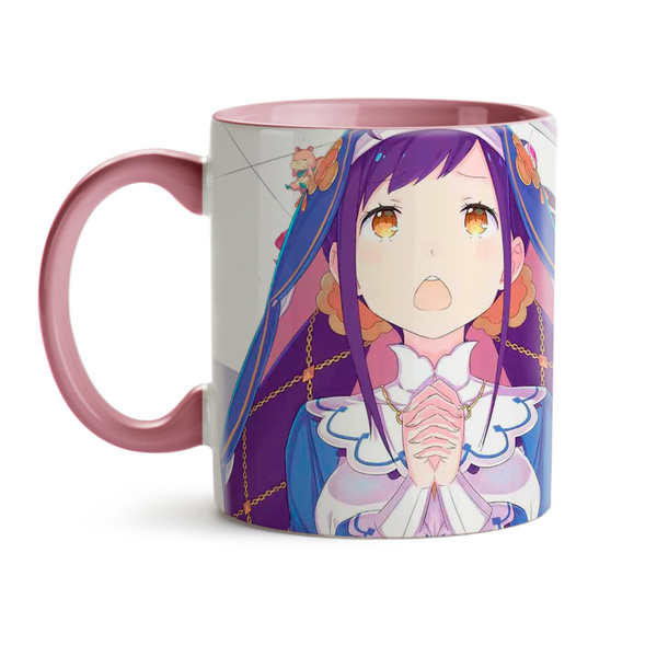 Caneca Re Zero Starting Life Emilia Interior E Alça Rosa