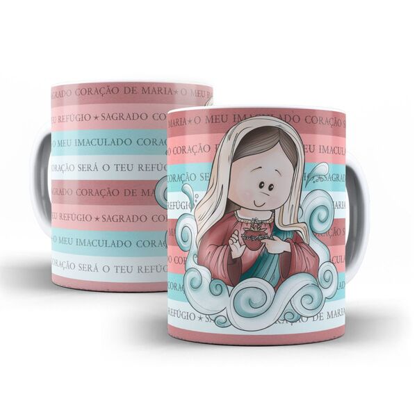 Caneca Sagrado Coração De Maria Cerâmica 325ml Aa