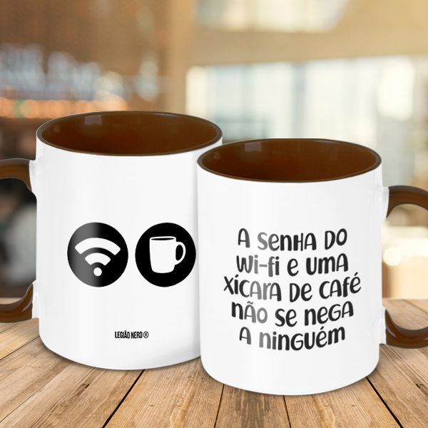 Caneca Senha Do Wi-fi E Xícara De Café