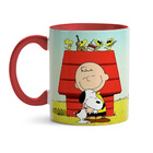 Caneca Snoopy Frase O Abraço Interior E Alça Vermelho