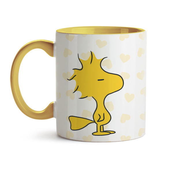 Caneca Snoopy - Personagem Wood Interior E Alça Amarelo