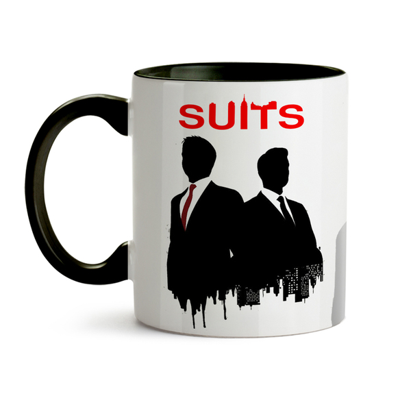 Caneca Suits Silhueta Interior E Alça Preta