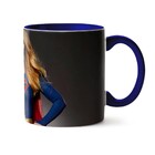 Caneca Supergirl Foto Interior E Alça Azul Escuro