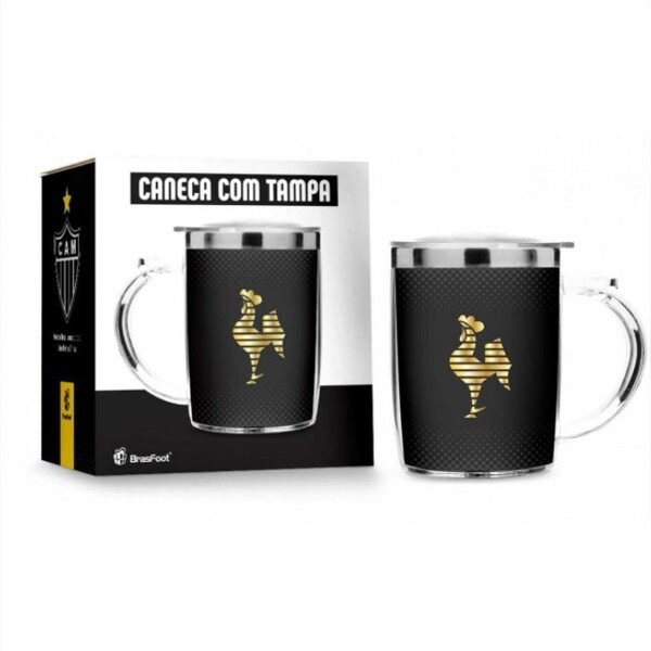 Caneca Termica Com Tampa Atletico Mineiro Galo 450ml Presente