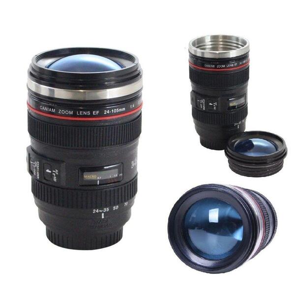 Caneca Térmica Com Tampa Lente Canon 24-105mm