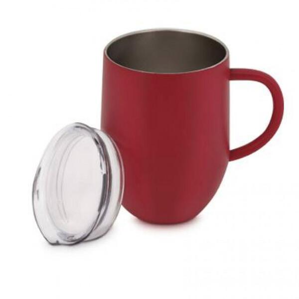 Caneca Térmica Parede Dupla Inox Vermelha Com Tampa 350 Ml