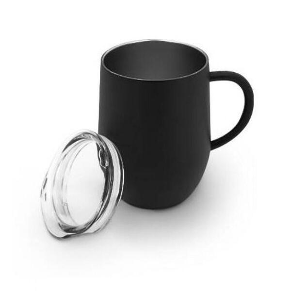 Caneca Térmico Parede Dupla Inox Black Com Tampa 350 Ml Mimo