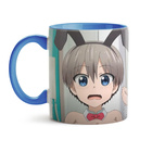 Caneca Uzaki Chan Hana E Ami Interior E Alça Azul Claro