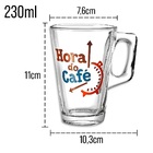 Caneca Vidro 230 Ml - Jogo 3 Peças Café, Cappuccino, Café, Le