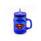 Caneca Vidro Com Canudo Super Homem