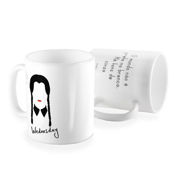 Caneca Wednesday Wandinha Há Tons De Cinza
