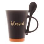 Caneca Wolff Blessed De Ceramica Preto Matt Laranja 310ml