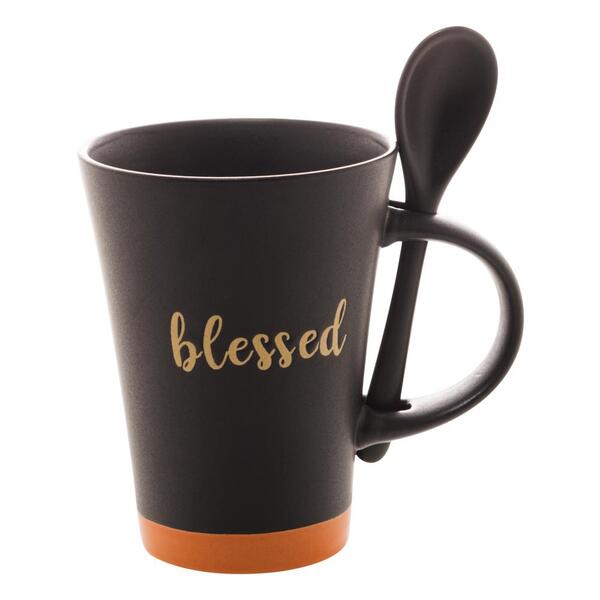 Caneca Wolff Blessed De Ceramica Preto Matt Laranja 310ml