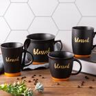 Caneca Wolff Blessed De Ceramica Preto Matt Laranja 310ml